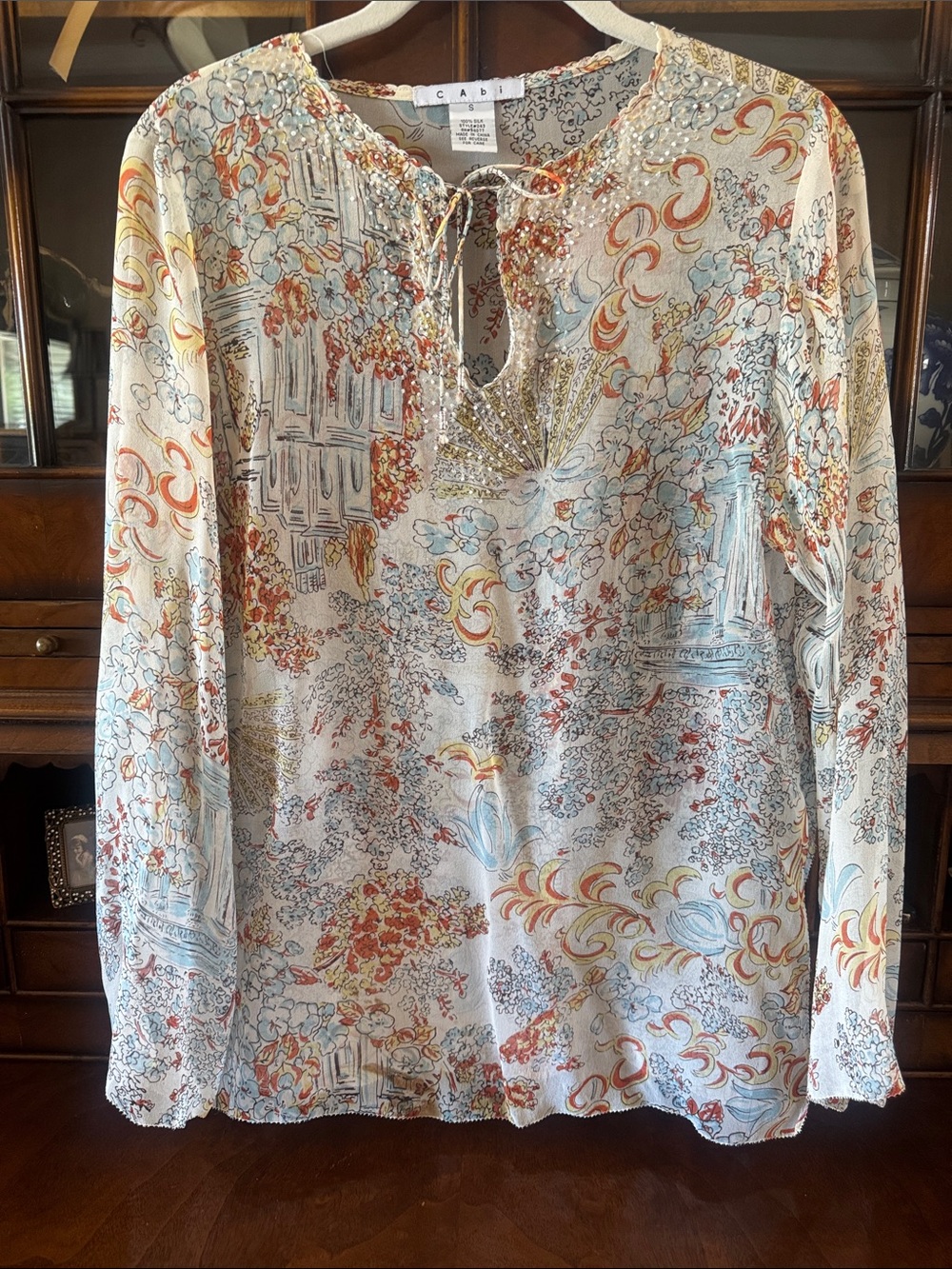 CAbi 100% Silk Tunic w/ties